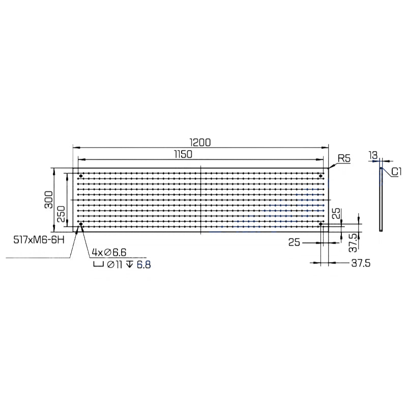$236, 300x1200mm, High Precision Aluminum Optical Breadboards,Grid Fixture Plates,M6 Thread, Broad applications,Customizable