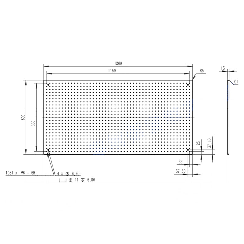 $620, 600x1200mm ,Grid Fixture Plates, High Precision Aluminum Optical Breadboards,M6 Thread, Broad applications,Customizable